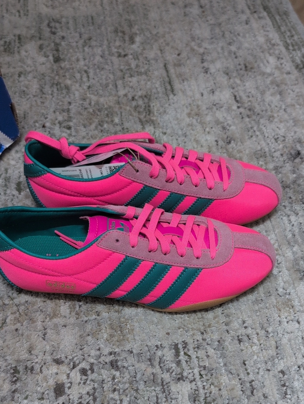 adidas Pink Sneakers with Teal Stripes